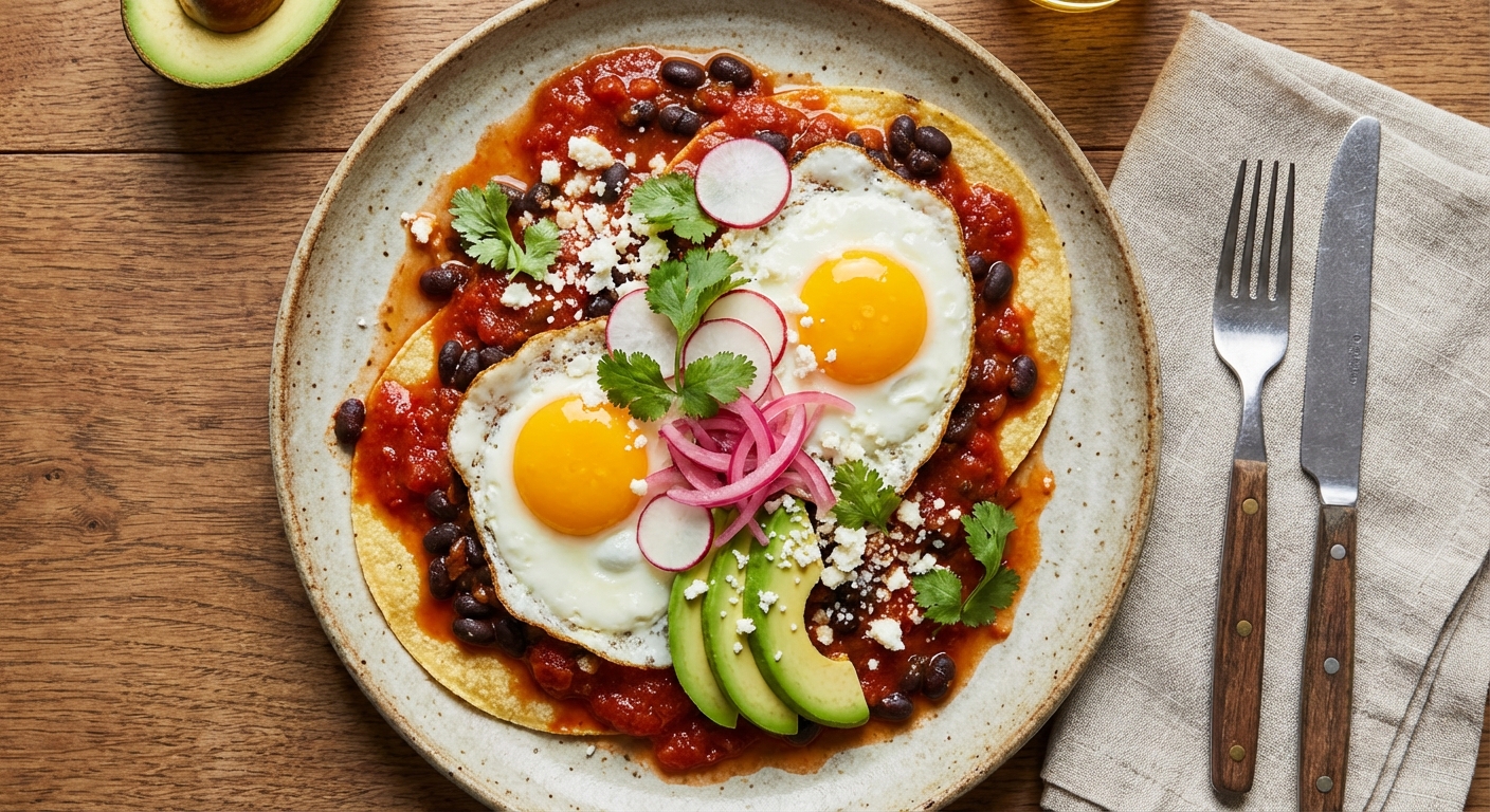 Huevos Rancheros with Black Beans & Avocado