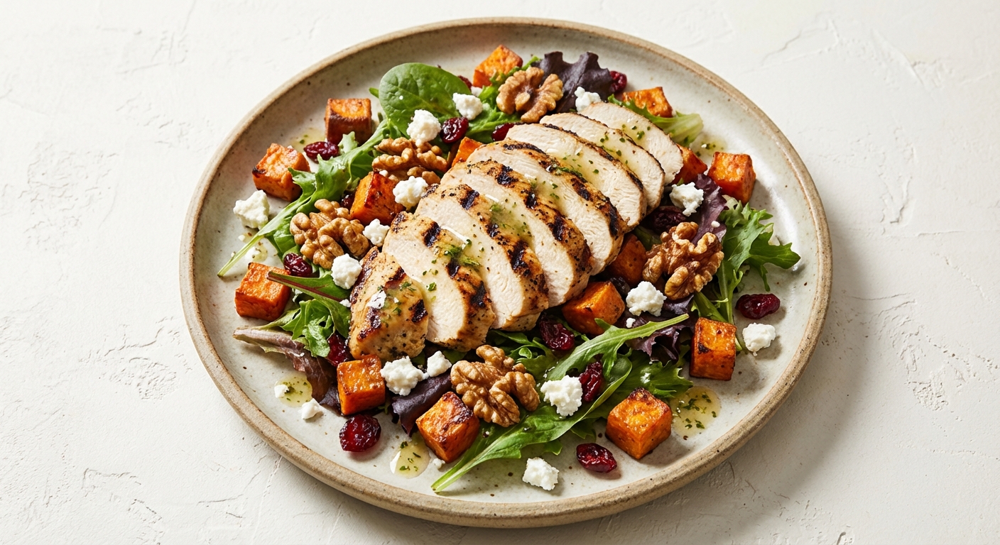Grilled Chicken Salad with Roasted Sweet Potato & Toasted Walnuts