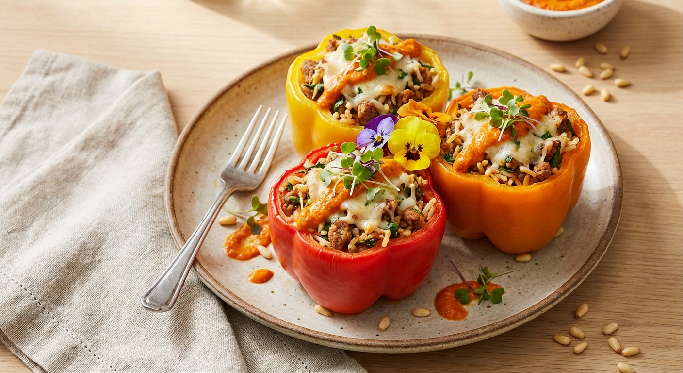 Stuffed Bell Peppers with Ground Turkey and Rice