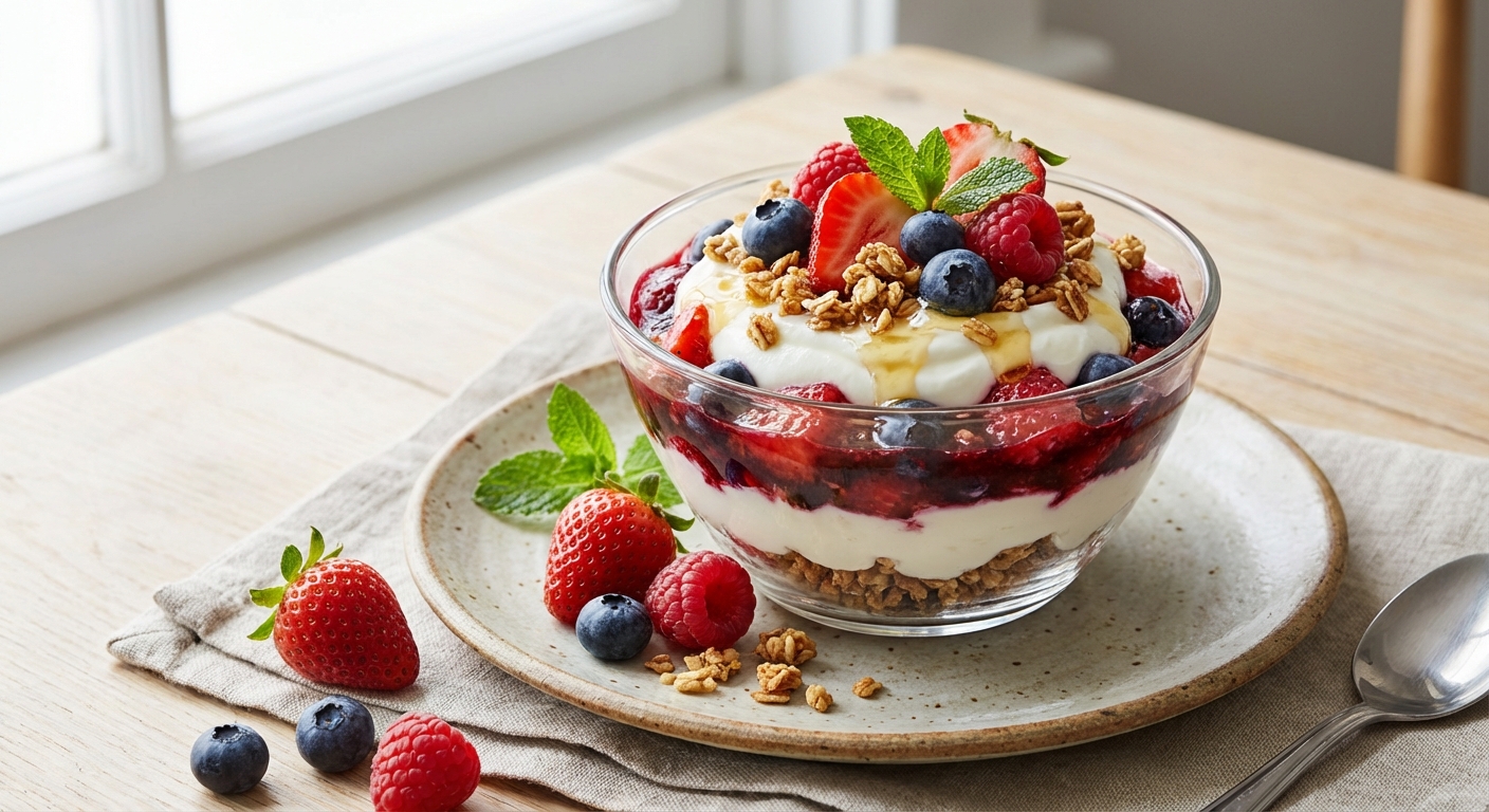 Greek Yogurt Berry Parfait with Nut-Free Granola