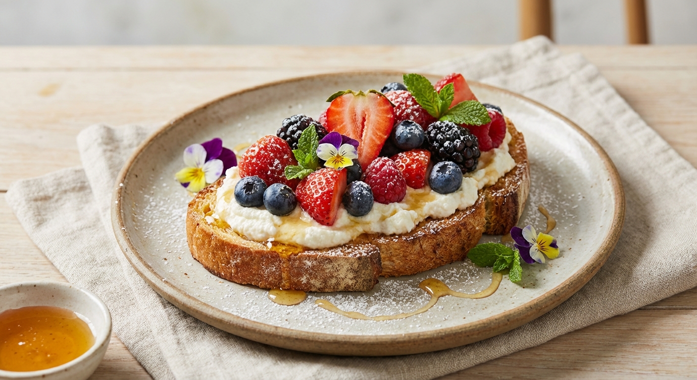 Ricotta & Berry Toast with Honey