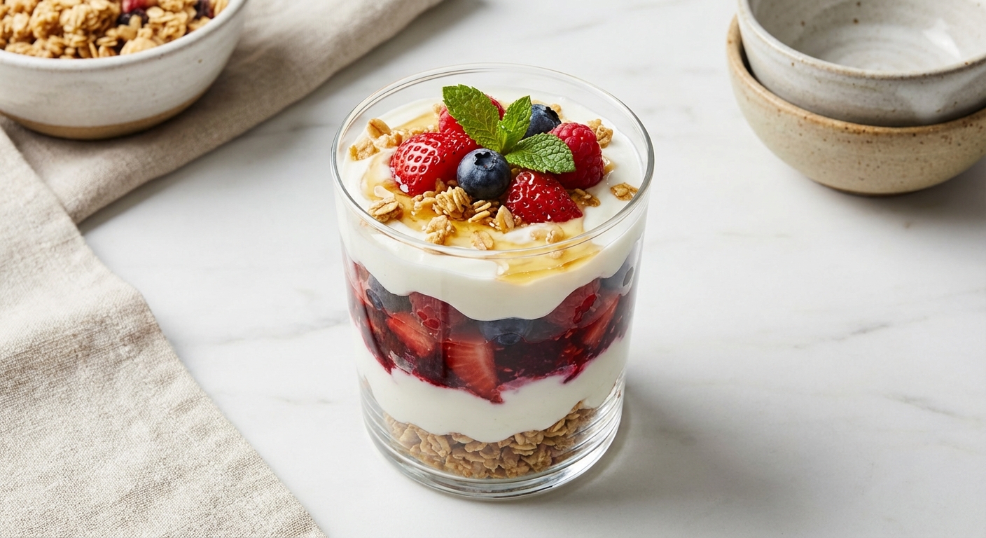 Greek Yogurt Parfait with Mixed Berries & Granola