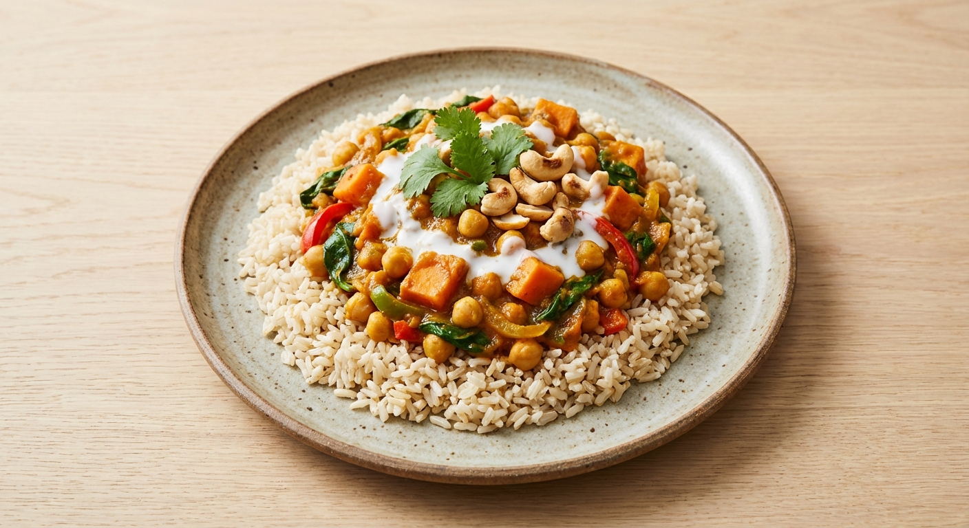 Chickpea & Vegetable Curry with Brown Rice
