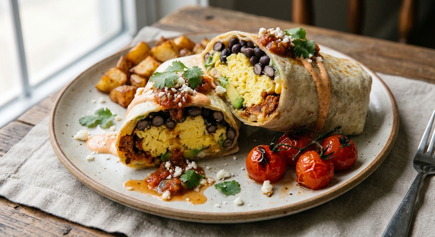 Breakfast Burrito with Eggs & Black Beans