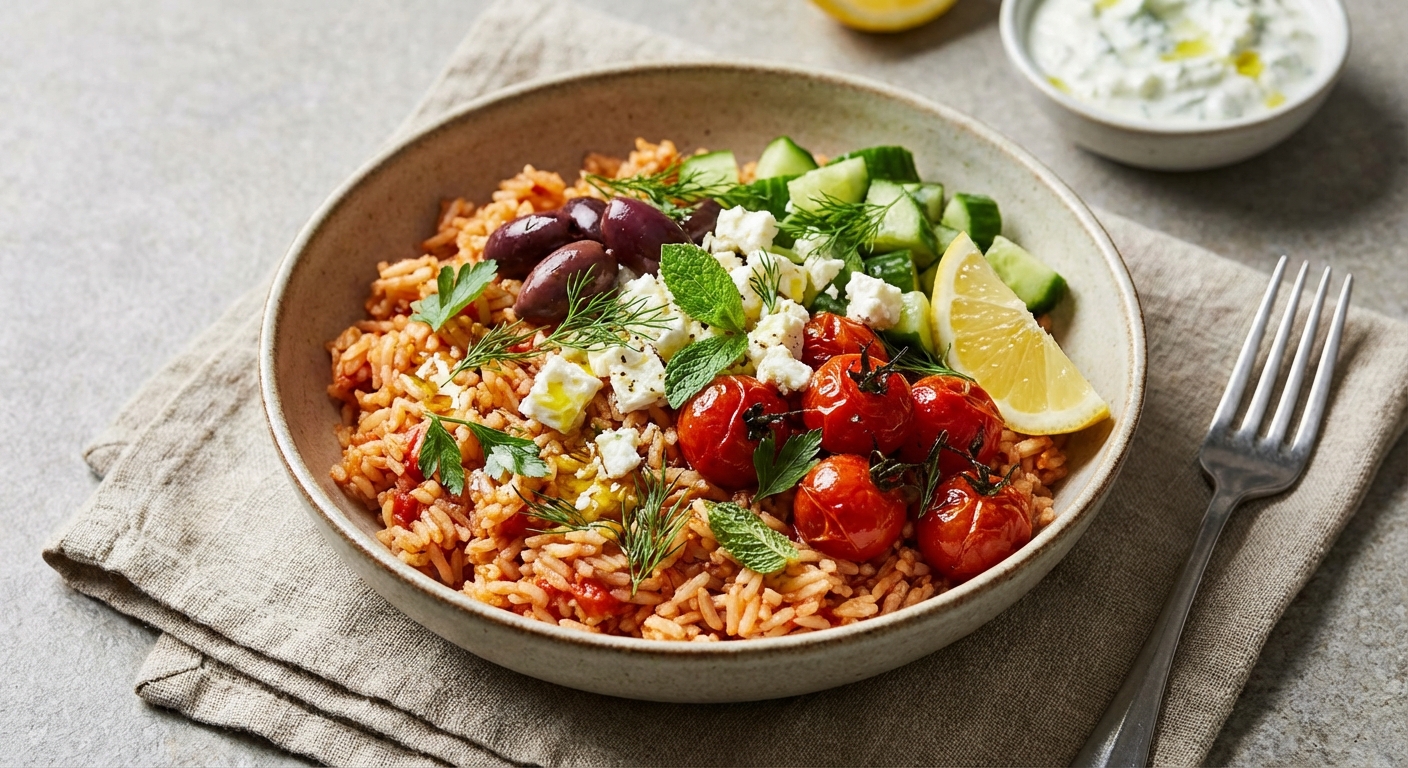 Mediterranean Tomato Rice Bowl