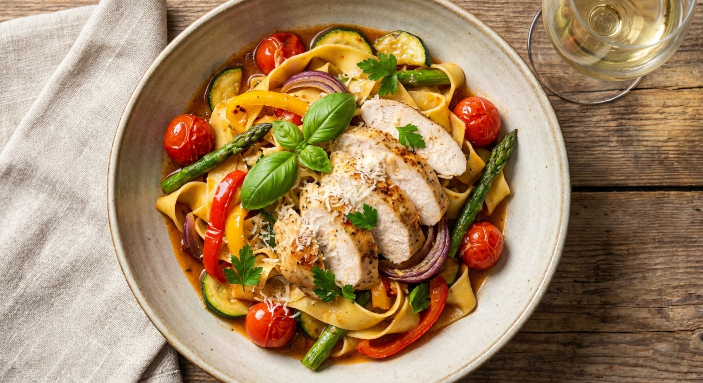 Chicken Pasta with Roasted Vegetables