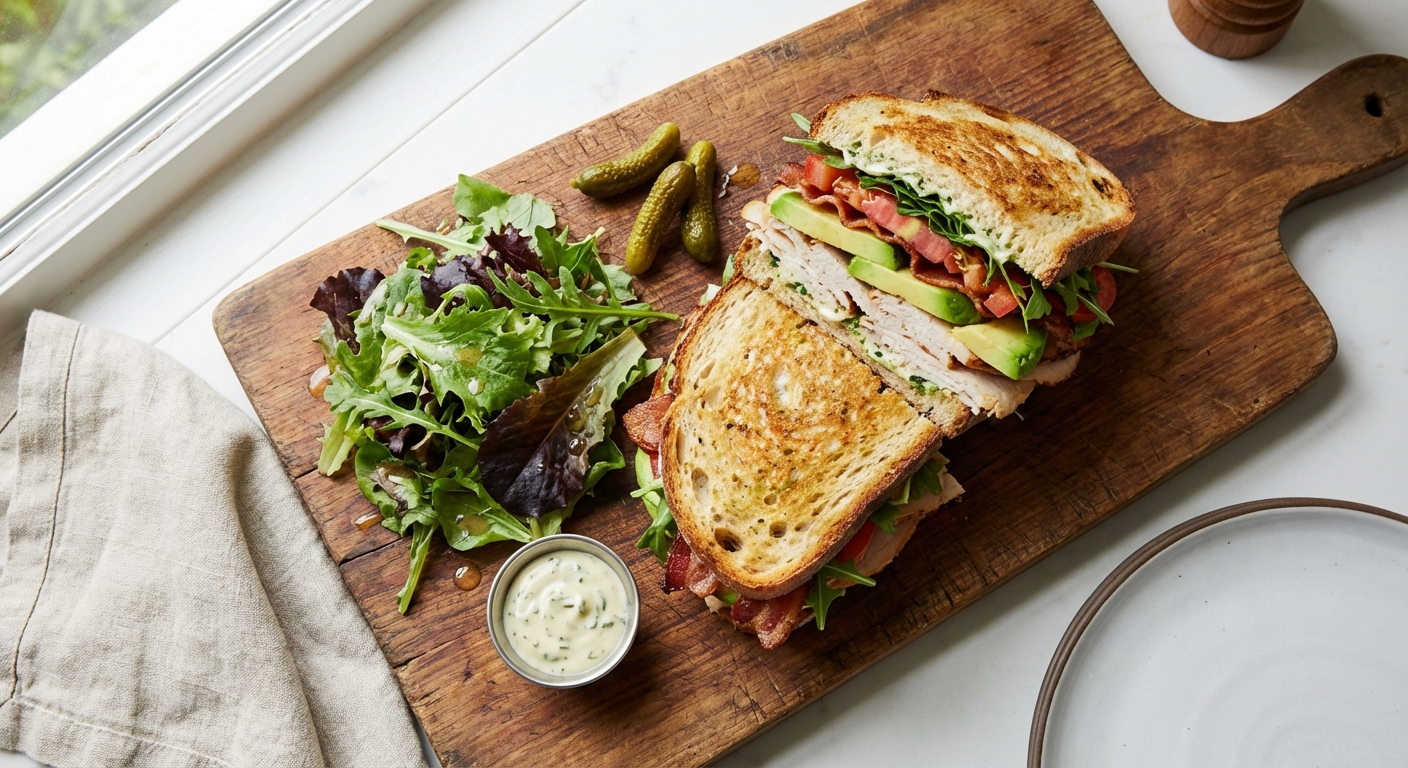 Turkey & Avocado Sandwich with Mixed Greens