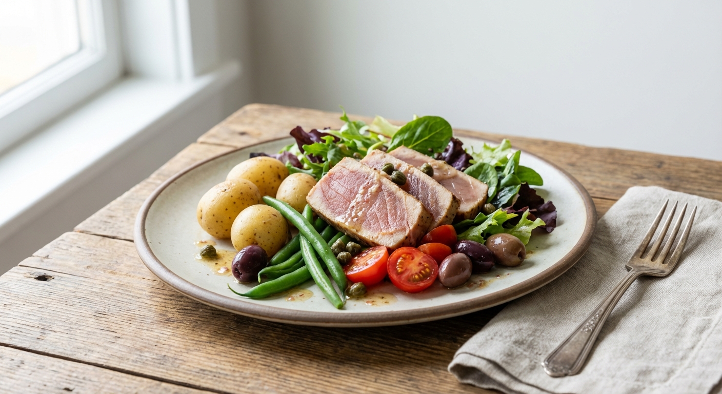 Egg-Free Tuna Niçoise Salad with New Potatoes