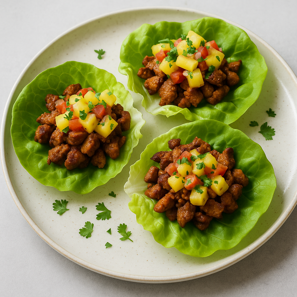 Pork Al Pastor Lettuce Wraps with Pineapple Salsa