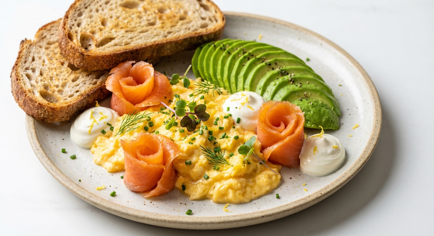 Smoked Salmon & Avocado Scrambled Eggs