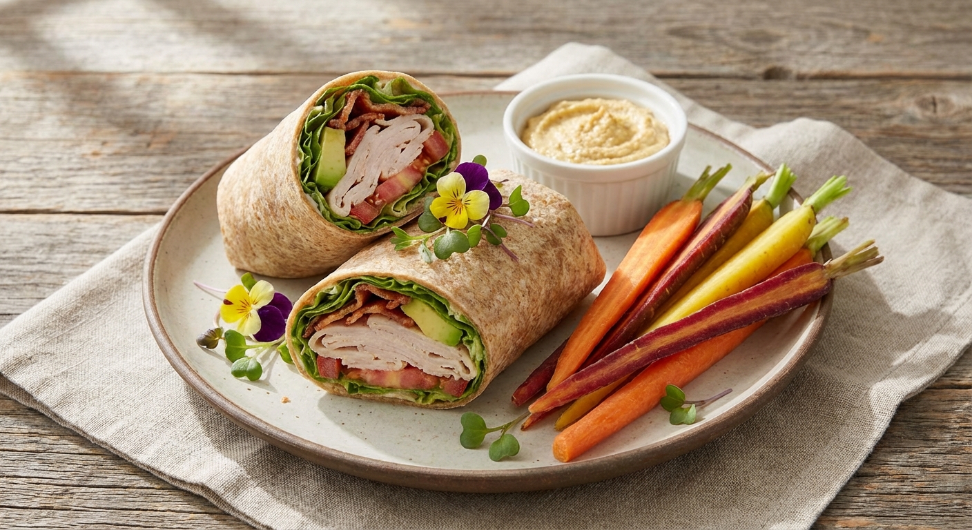 Turkey & Avocado Whole-Wheat Wraps with Carrot Sticks