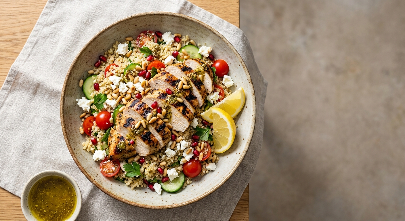 Grilled Chicken & Quinoa Salad with Feta, Lemon & Za'atar