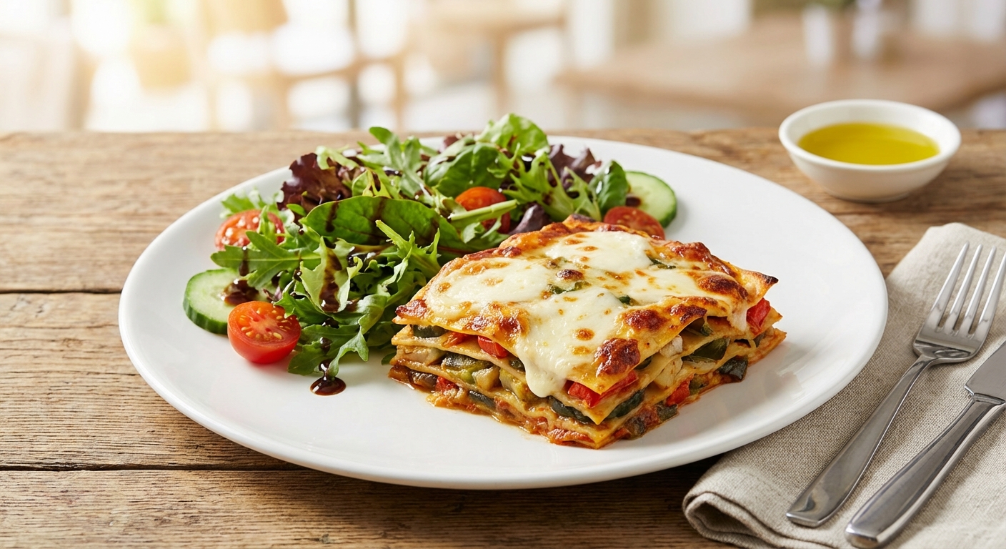 Vegetable Lasagna with Mixed Salad