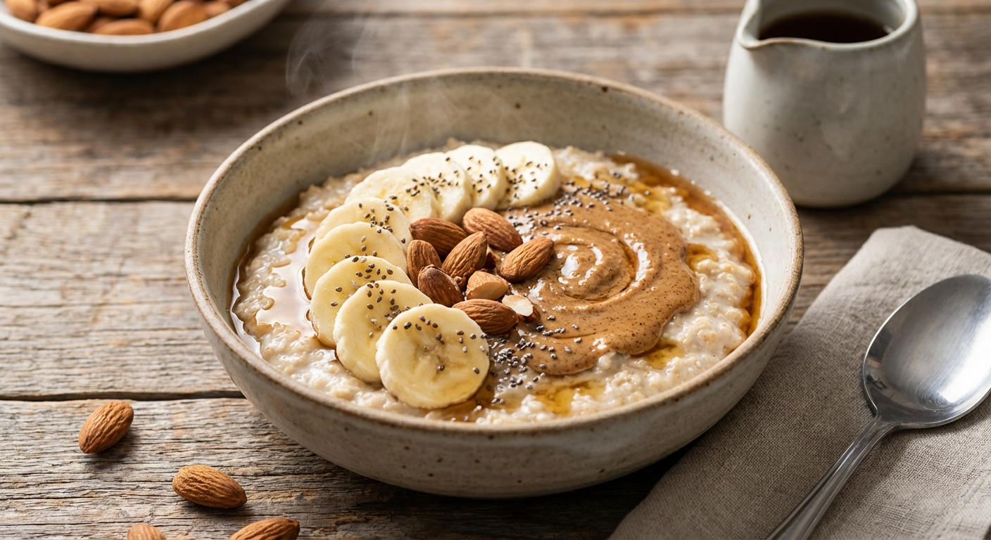 Warm Oatmeal with Banana & Almond Butter