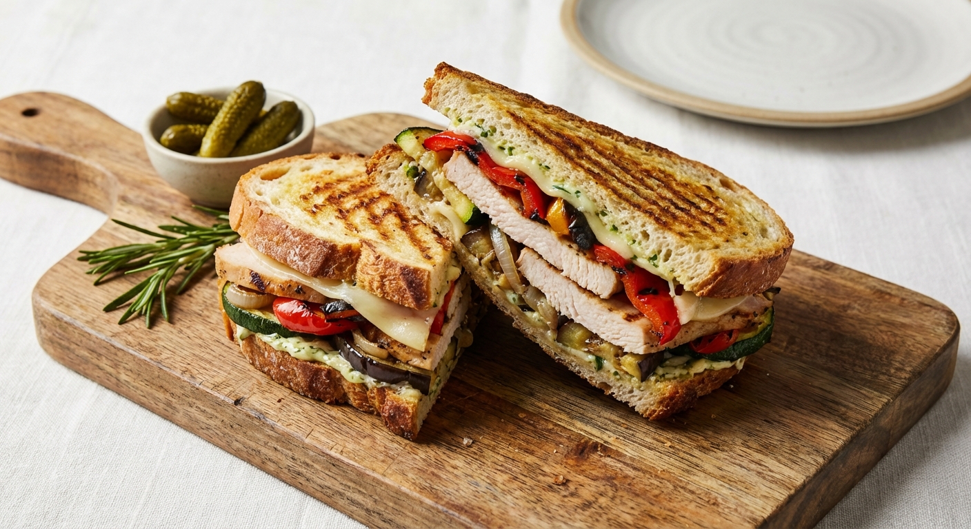 American Grilled Turkey & Roasted Vegetable Panini with Provolone