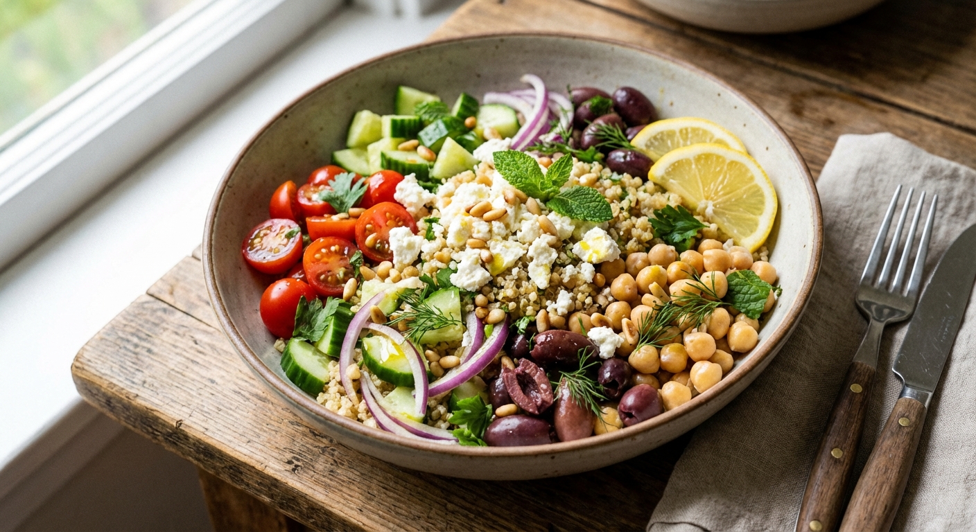 Lemon Quinoa & Chickpea Salad with Feta