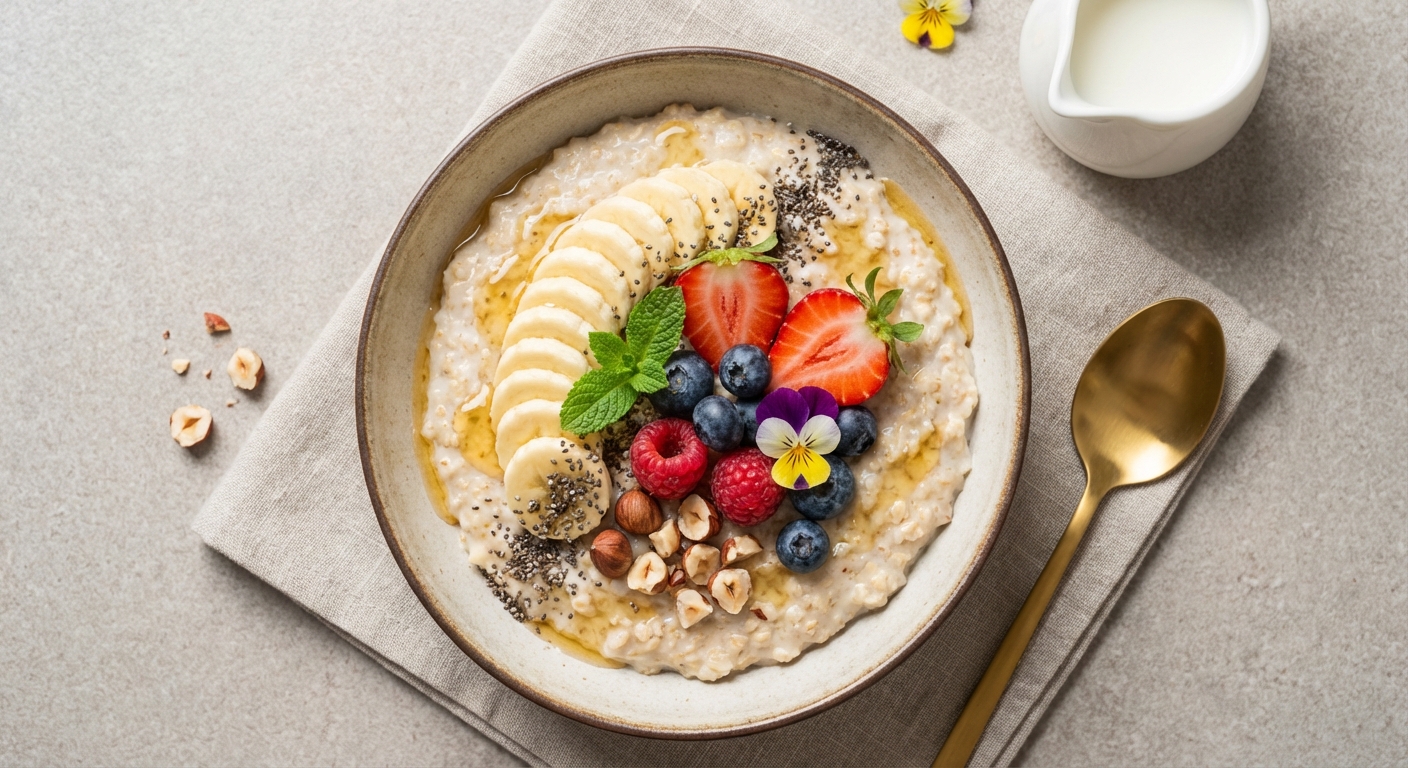 Fruity Oatmeal with Bananas and Berries