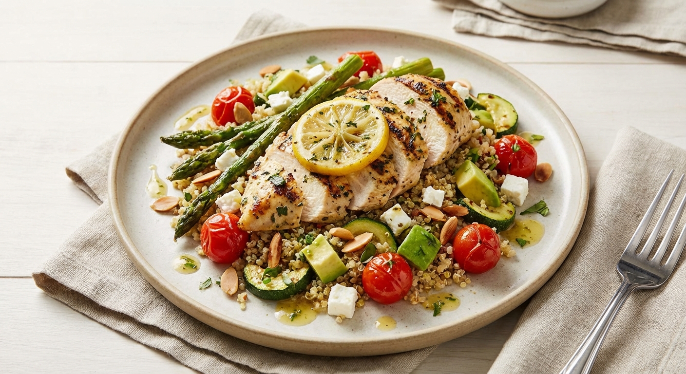 Grilled Lemon-Herb Chicken Salad with Quinoa