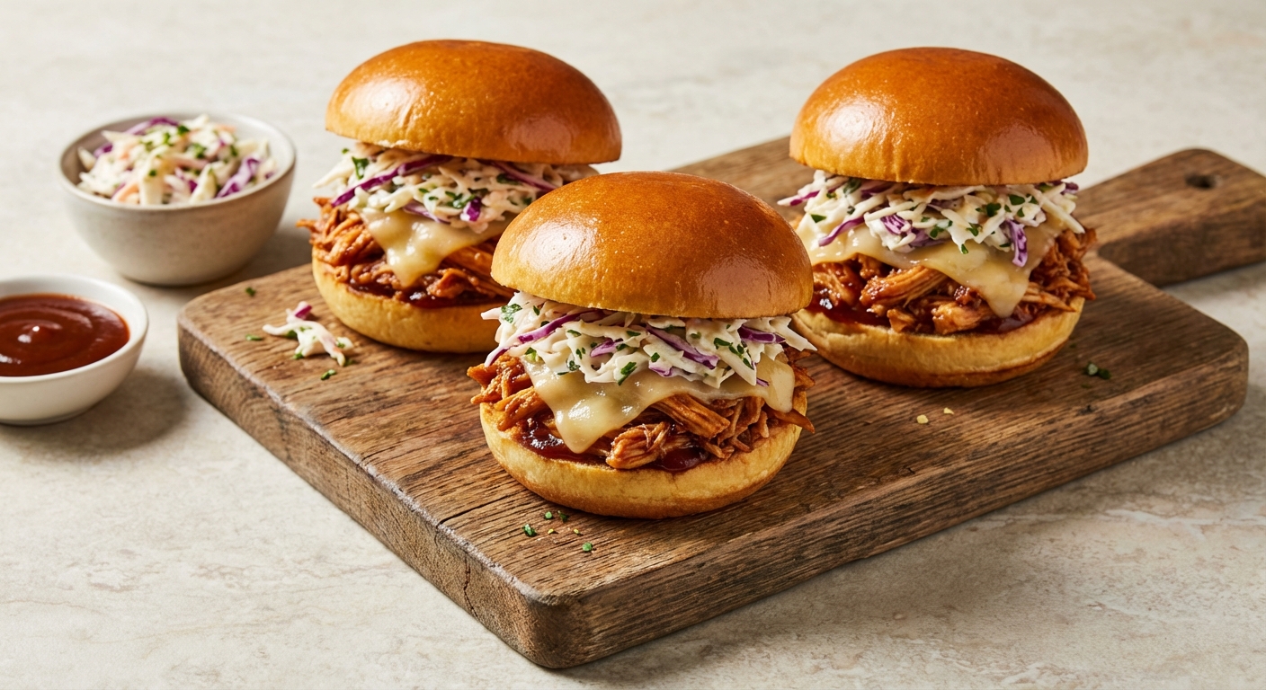 BBQ Chicken Sliders with Creamy Coleslaw