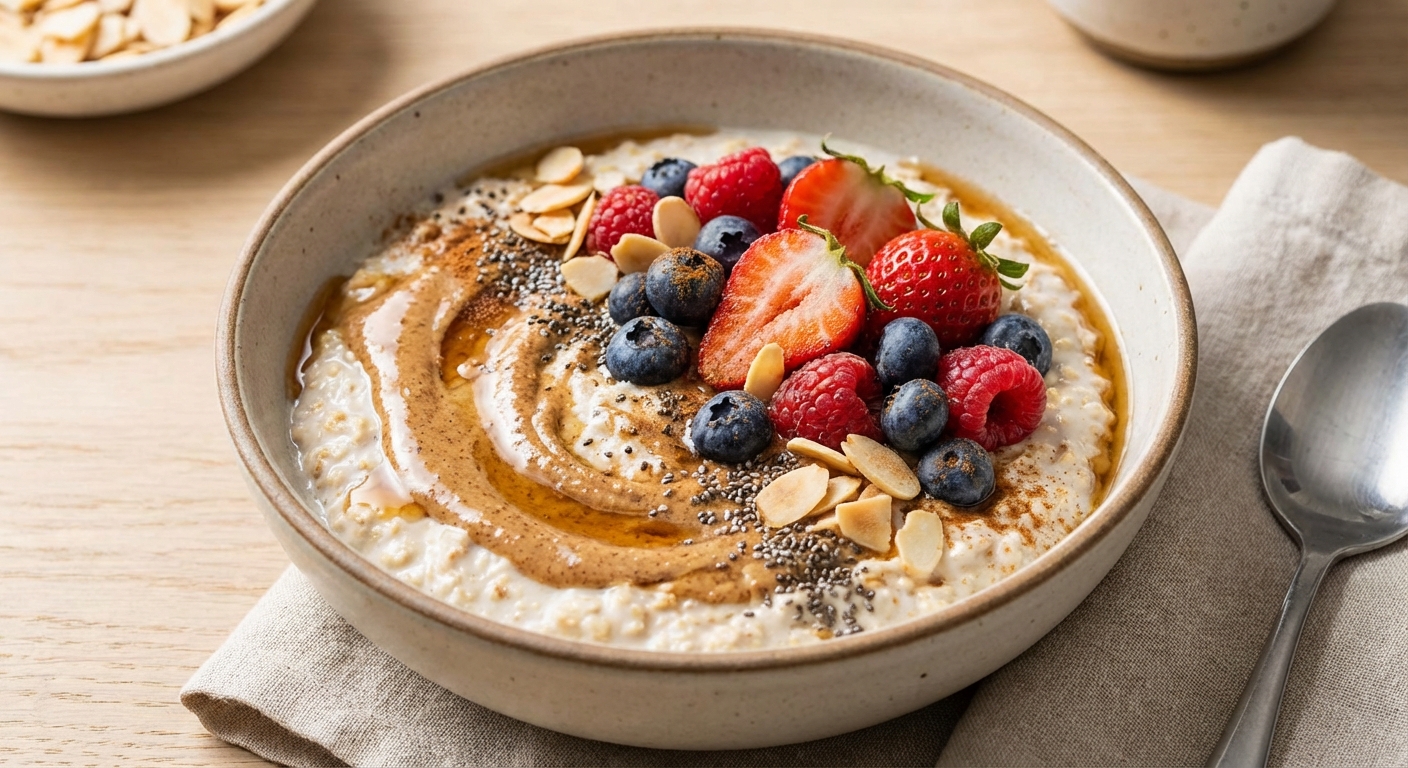 Overnight Oats with Mixed Berries & Almond Butter