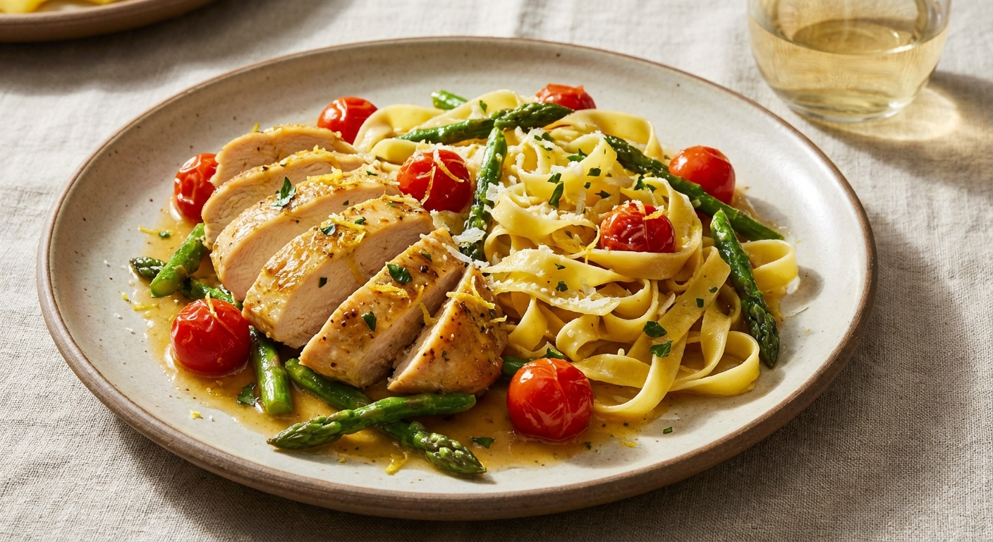 Lemon-Garlic Olive Oil Chicken Pasta
