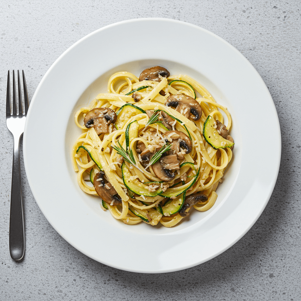 Vegetarian Linguine with Zucchini and Mushrooms - Delicious Homemade Recipe