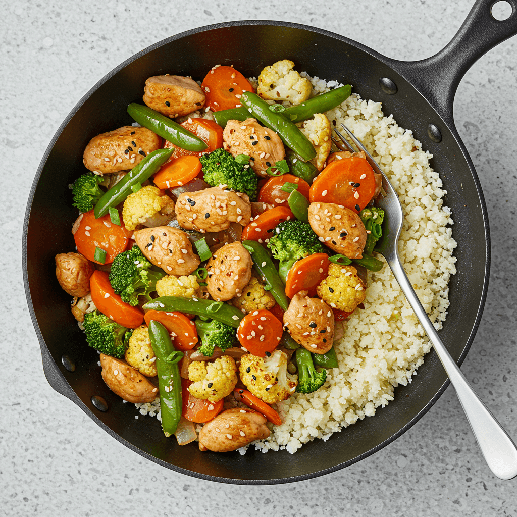 Keto Chicken Stir Fry with Cauliflower Rice - Delicious Homemade Recipe
