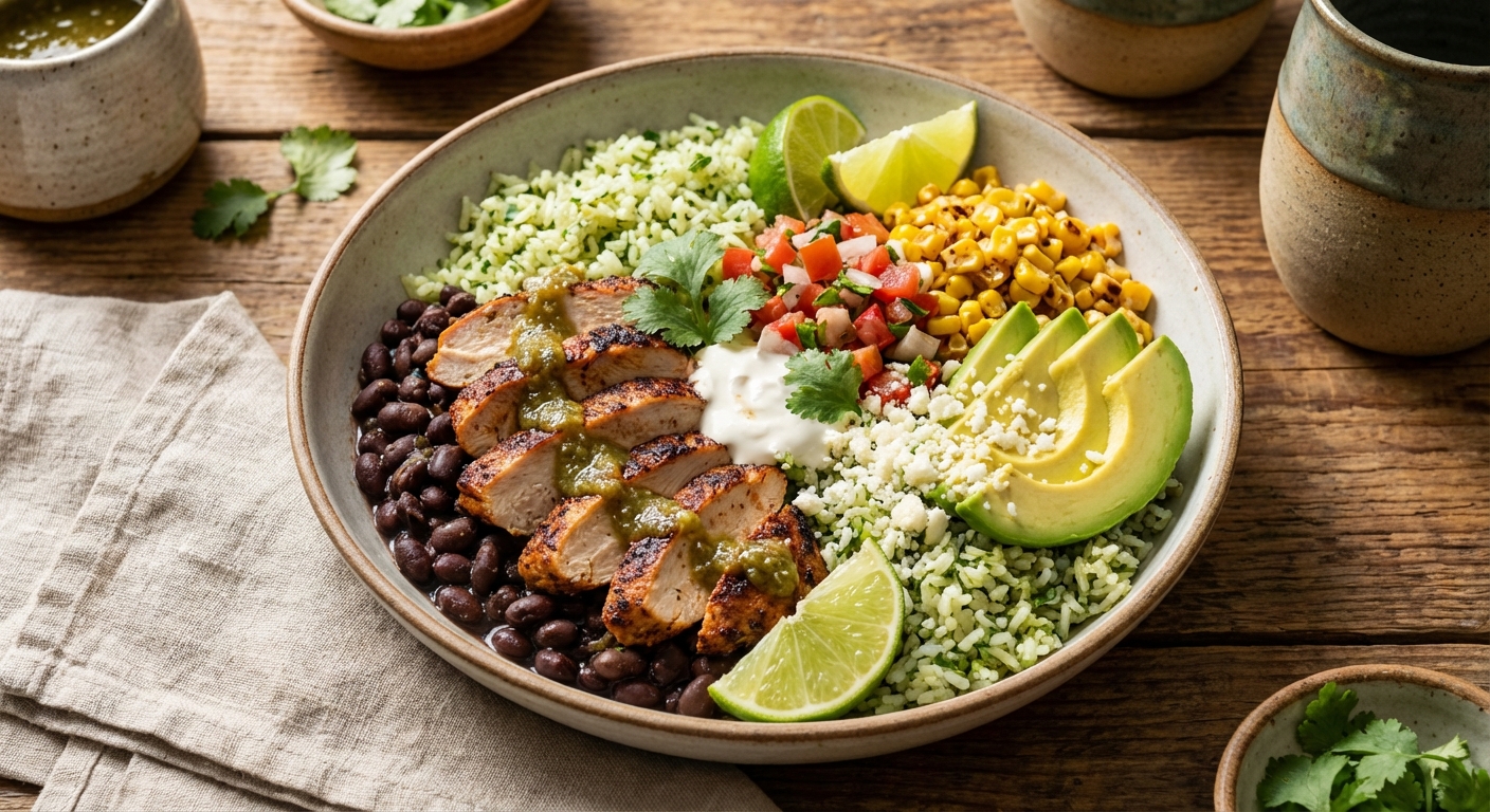 Mexican Chicken & Black Bean Bowl with Cilantro-Lime Rice