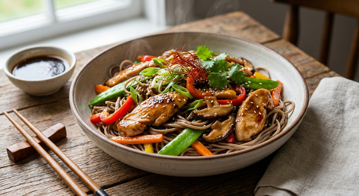 Soy-Ginger Chicken Stir-Fry with Soba Noodles