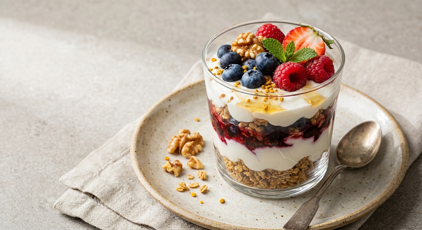 Greek Yogurt Berry Parfait with Granola & Walnuts