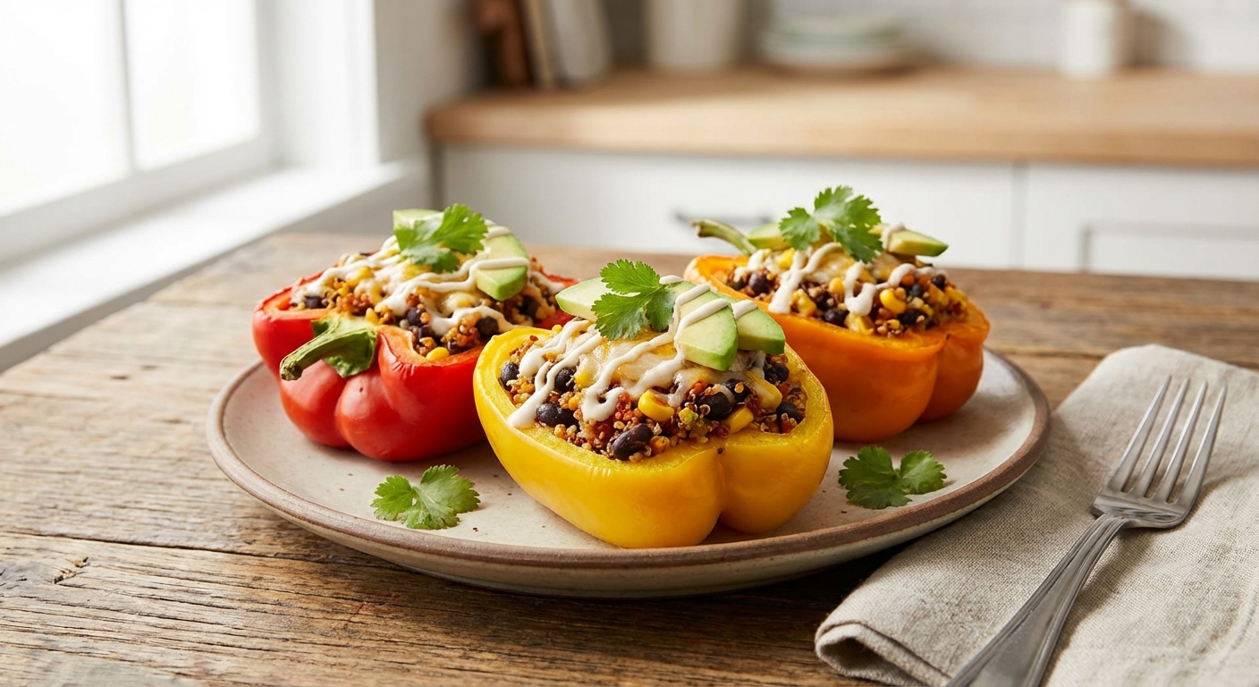 Quinoa & Black Bean Stuffed Bell Peppers