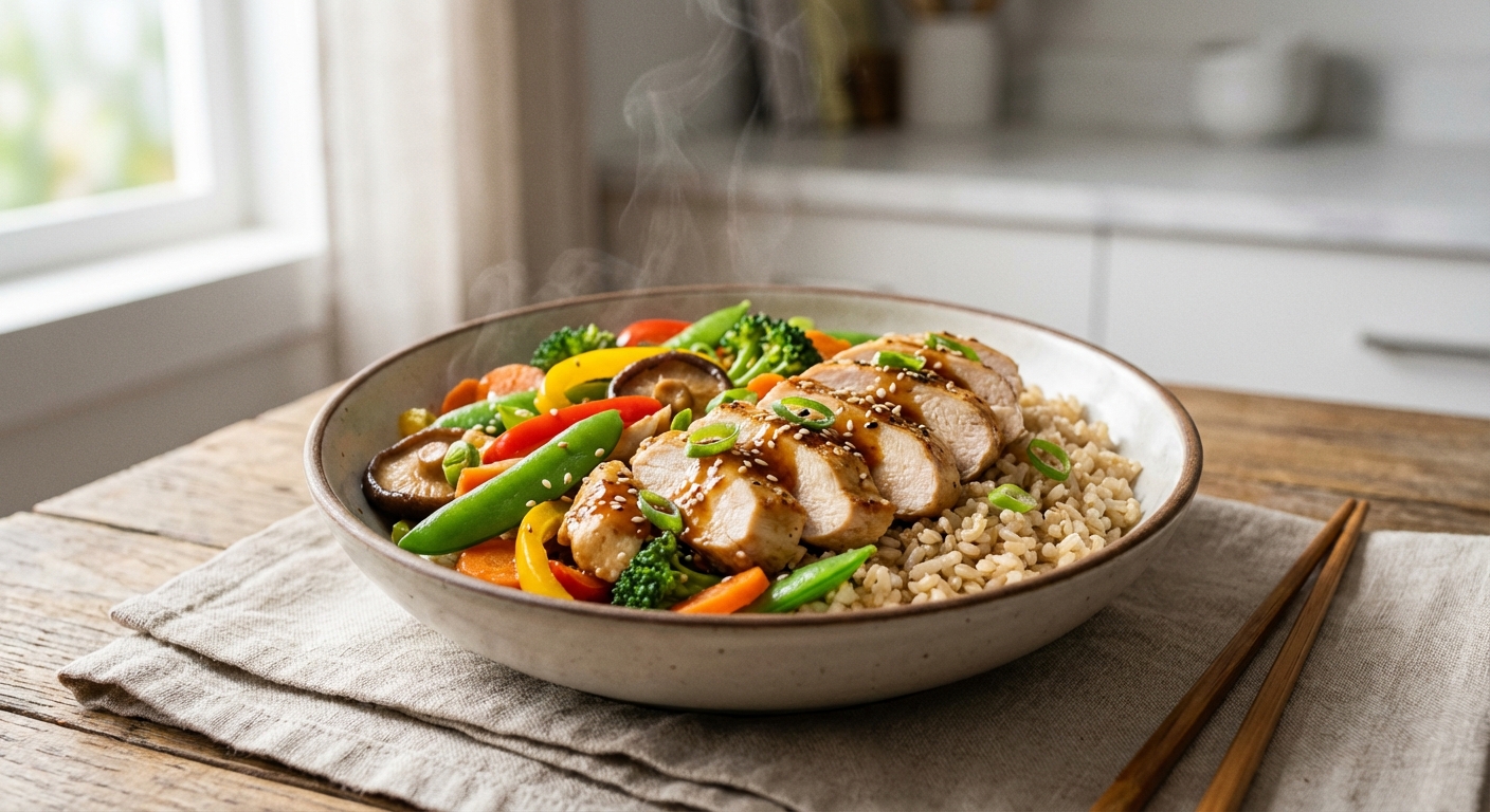Chicken & Vegetable Stir-Fry with Brown Rice