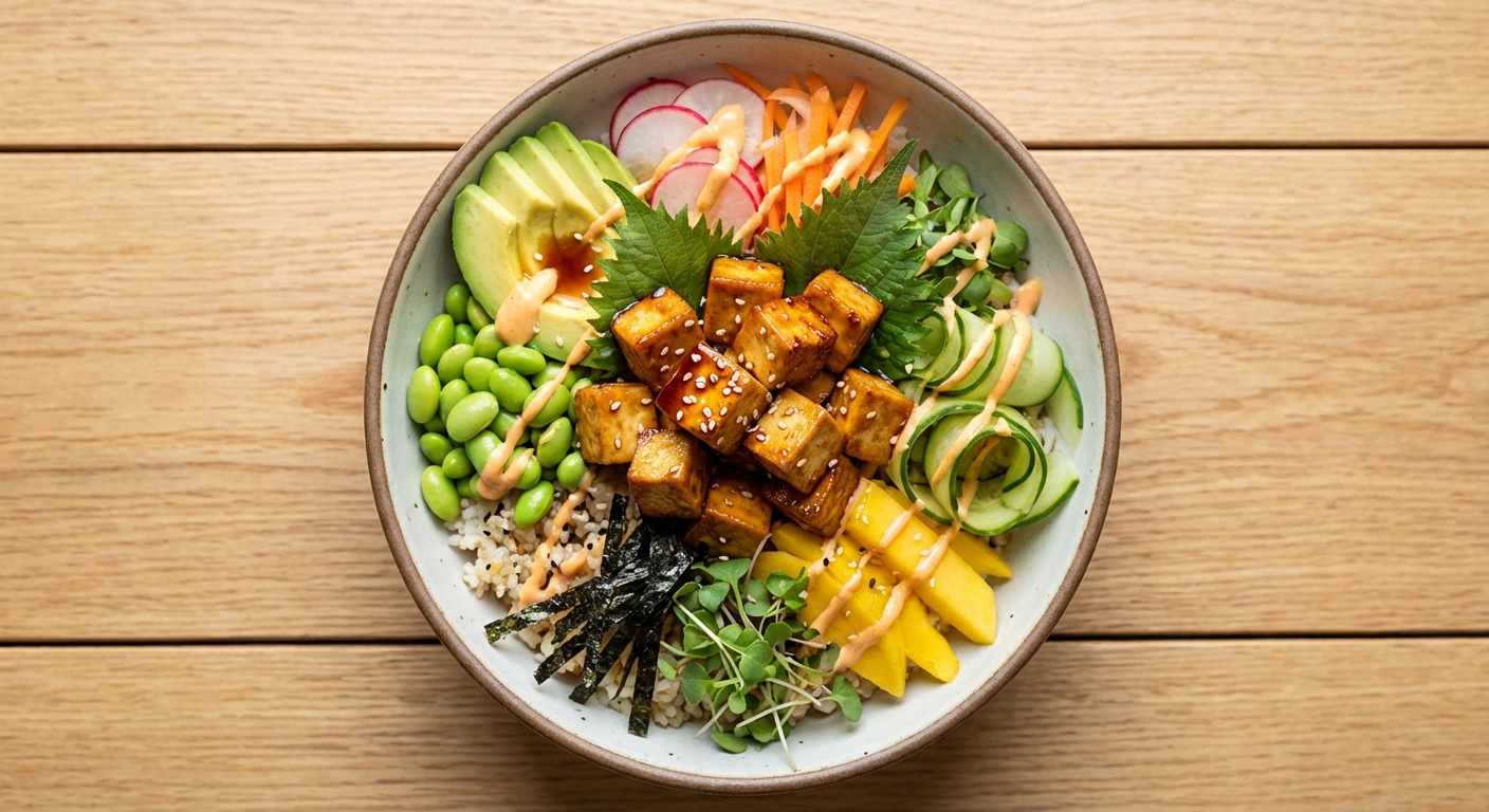 Vegan Sushi Bowl with Marinated Tofu