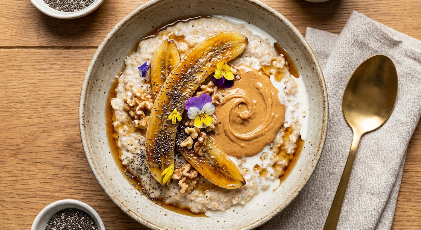 Creamy Oatmeal with Banana, Peanut Butter & Chia