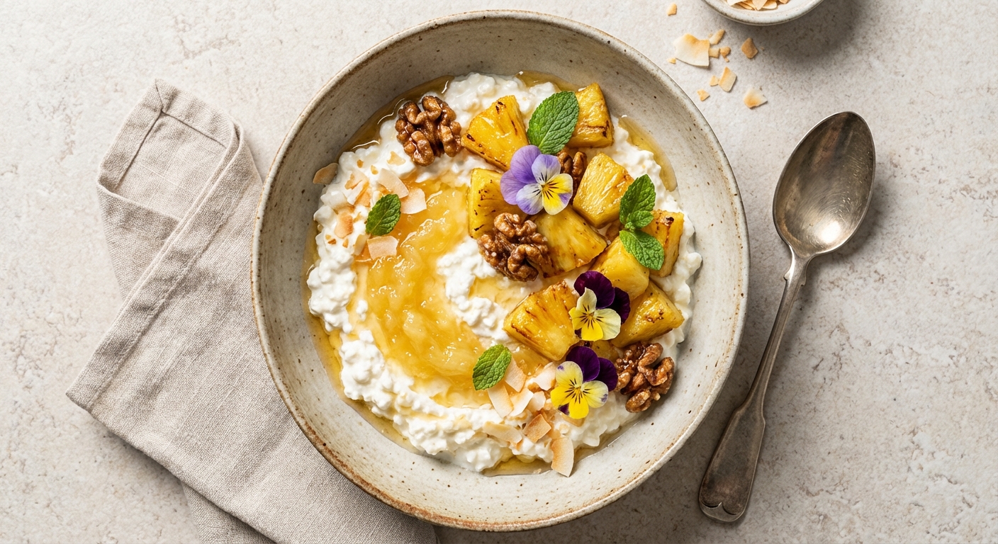 Cottage Cheese Bowl with Pineapple & Walnuts