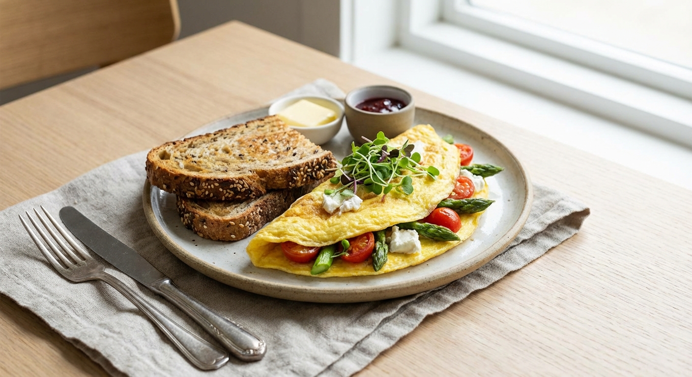 Veggie Omelette with Whole-Grain Toast