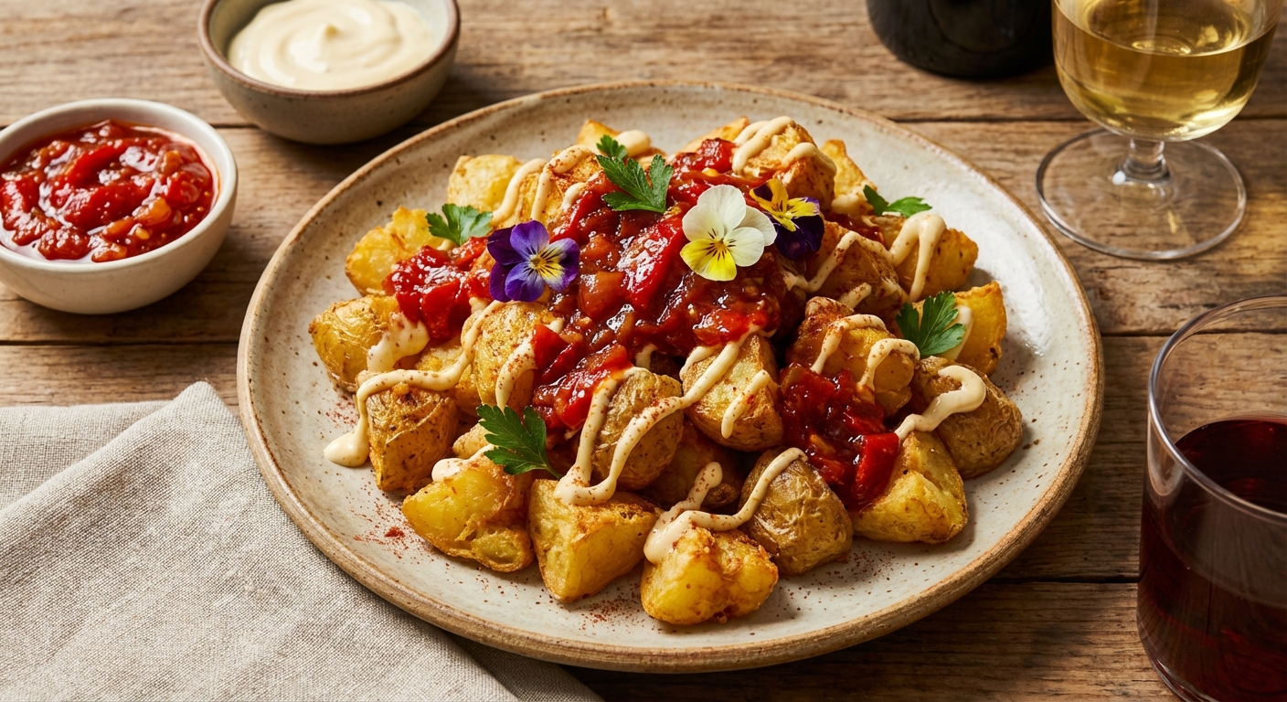 Spanish-Style Crispy Potatoes with Charred Pepper & Tomato-Garlic Jam