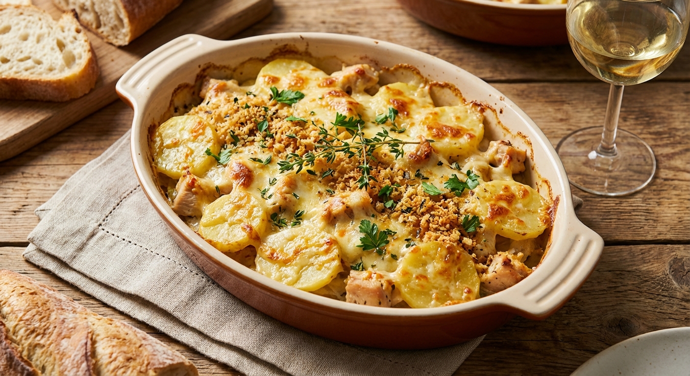 Cheesy Chicken & Potato Bake