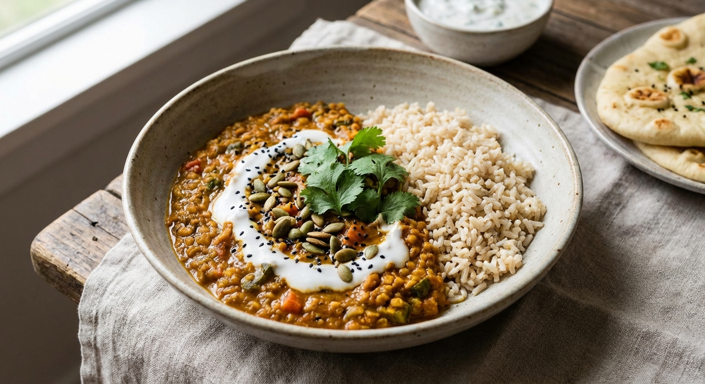 Red Lentil & Vegetable Curry with Brown Rice