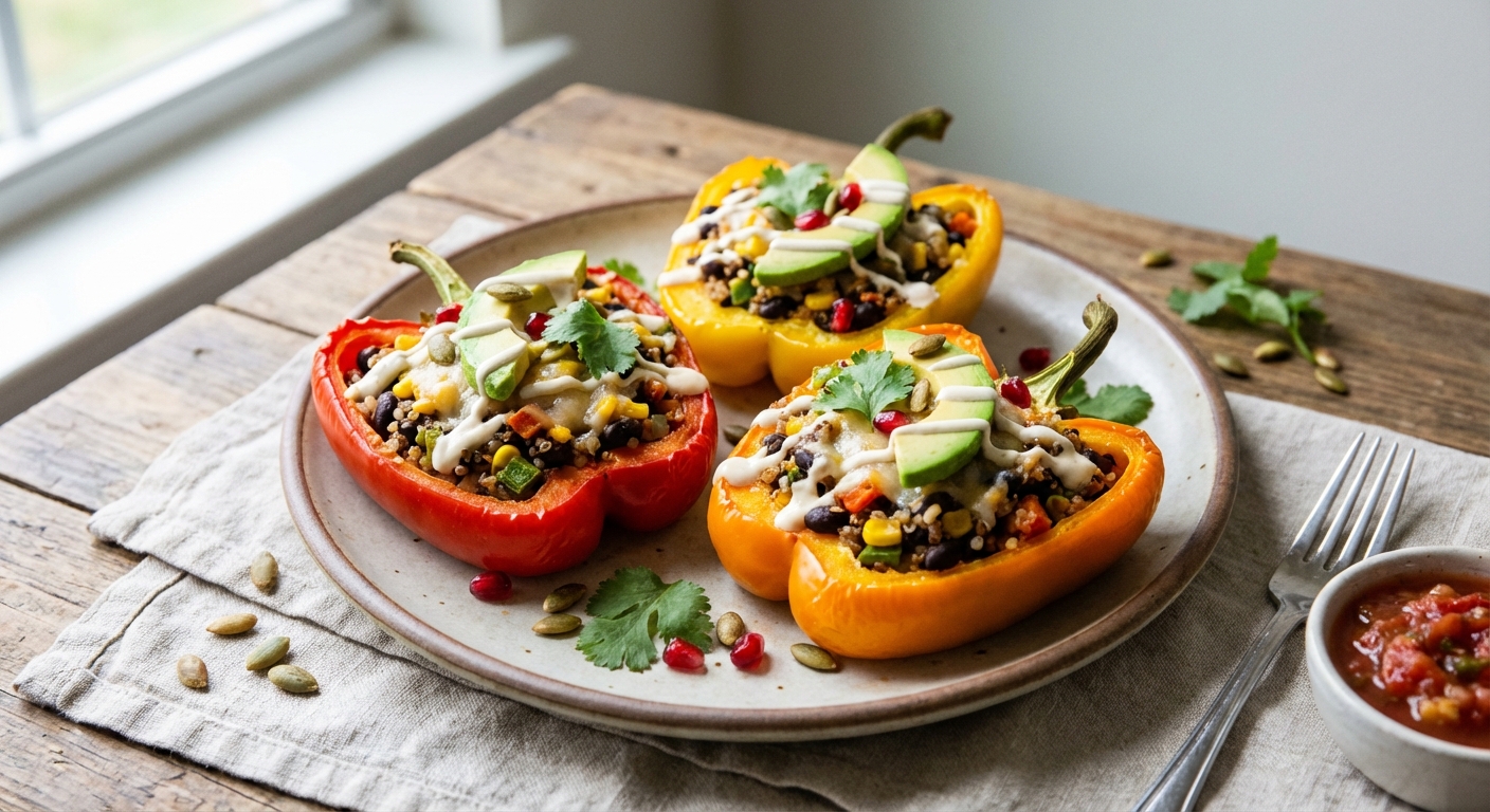 Quinoa and Black Bean Stuffed Bell Peppers