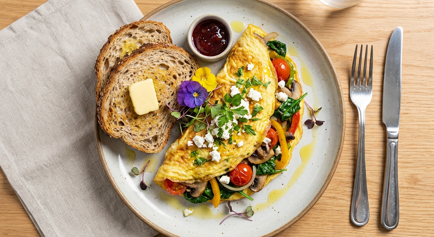 Veggie Omelette with Whole-Grain Toast