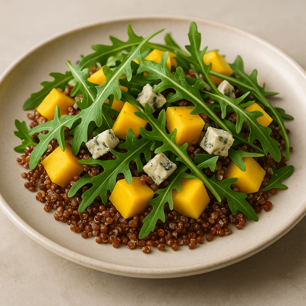 Quinoa Salad with Mango, Arugula, and Blue Cheese