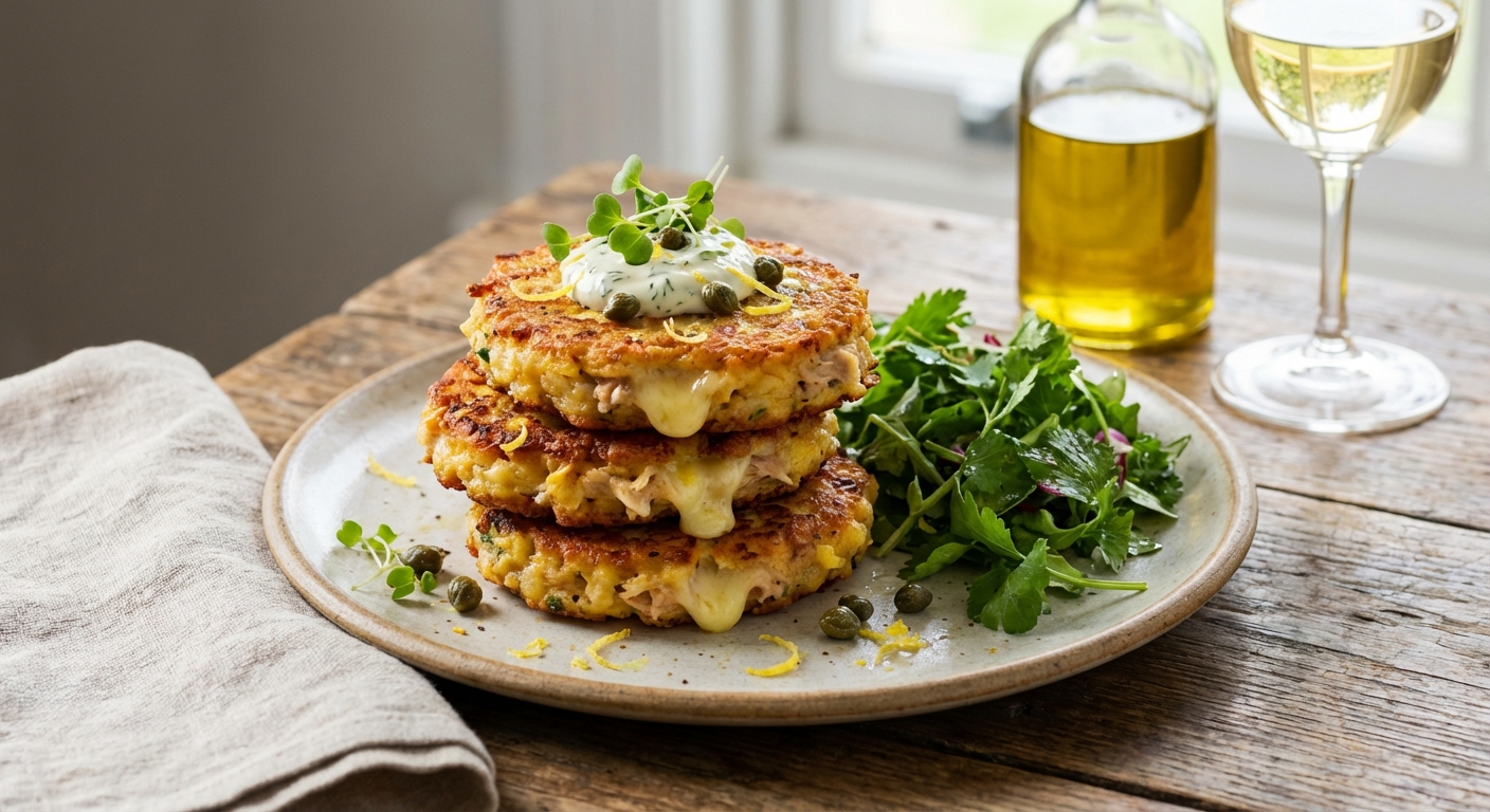 Cheesy Tuna & Matzo Fritters