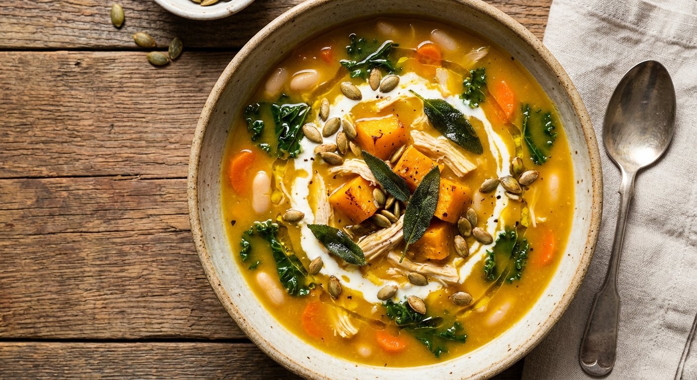 Butternut and Chicken Veggie Soup