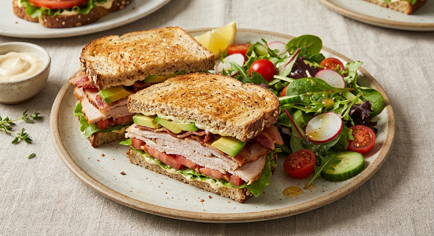 Turkey & Avocado Whole-Grain Sandwich with Side Salad