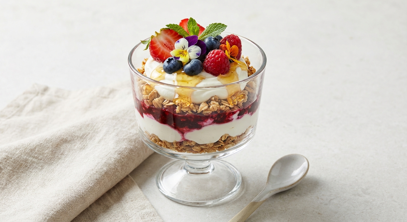Greek Yogurt Berry Parfait with Granola & Honey
