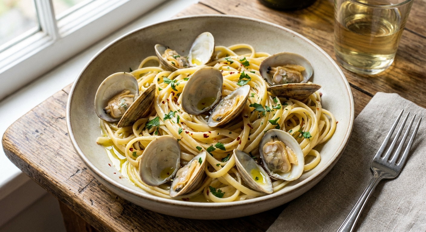 Linguine alle Vongole (Clam Linguine) with Parsley