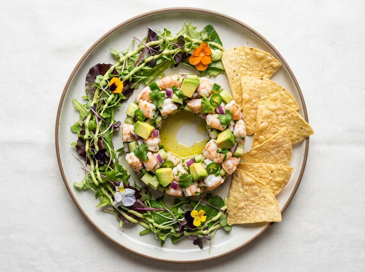 Shrimp Ceviche with Avocado & Mixed Greens (Mexican)