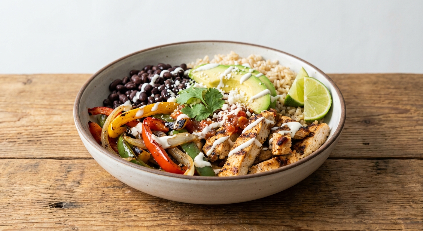 Chicken Fajita Bowls with Brown Rice & Black Beans