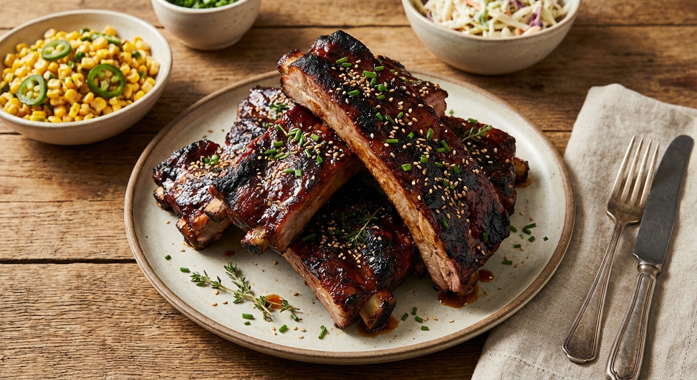 Sticky-Smoky Oven-Braised Baby Back Ribs with Caramelized BBQ Glaze